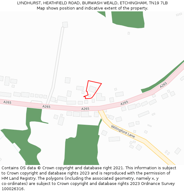 LYNDHURST, HEATHFIELD ROAD, BURWASH WEALD, ETCHINGHAM, TN19 7LB: Location map and indicative extent of plot