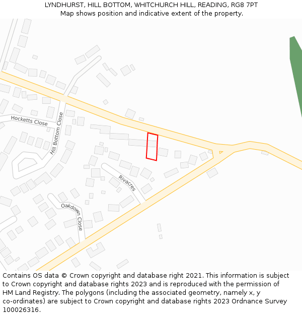 LYNDHURST, HILL BOTTOM, WHITCHURCH HILL, READING, RG8 7PT: Location map and indicative extent of plot