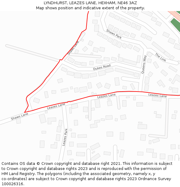LYNDHURST, LEAZES LANE, HEXHAM, NE46 3AZ: Location map and indicative extent of plot