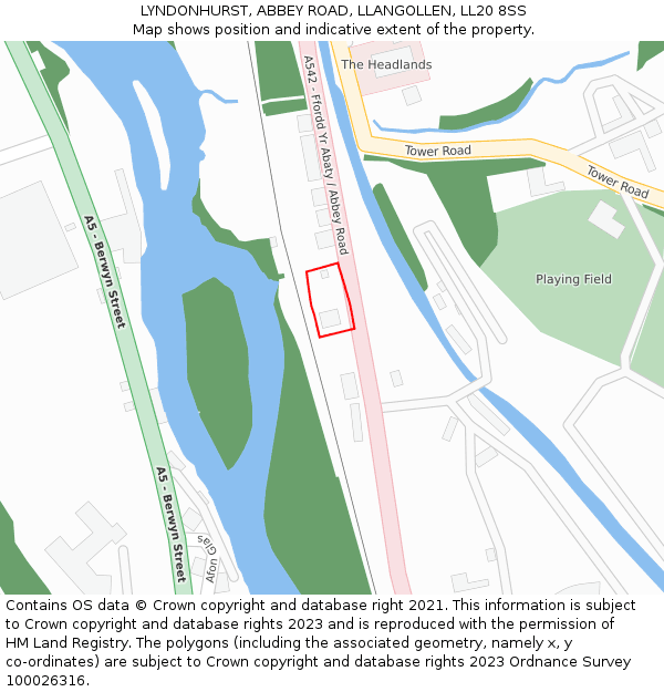 LYNDONHURST, ABBEY ROAD, LLANGOLLEN, LL20 8SS: Location map and indicative extent of plot