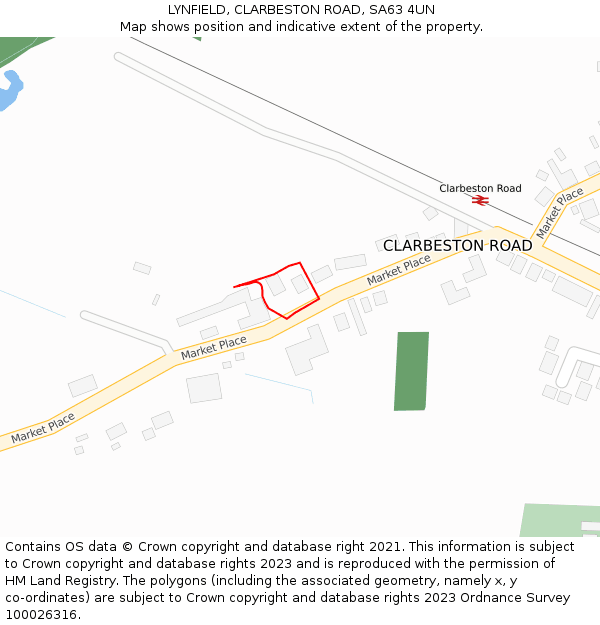 LYNFIELD, CLARBESTON ROAD, SA63 4UN: Location map and indicative extent of plot