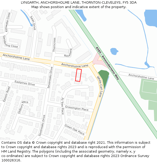 LYNGARTH, ANCHORSHOLME LANE, THORNTON-CLEVELEYS, FY5 3DA: Location map and indicative extent of plot