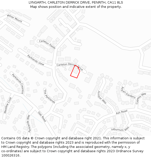 LYNGARTH, CARLETON DERRICK DRIVE, PENRITH, CA11 8LS: Location map and indicative extent of plot