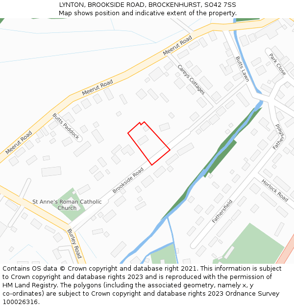 LYNTON, BROOKSIDE ROAD, BROCKENHURST, SO42 7SS: Location map and indicative extent of plot