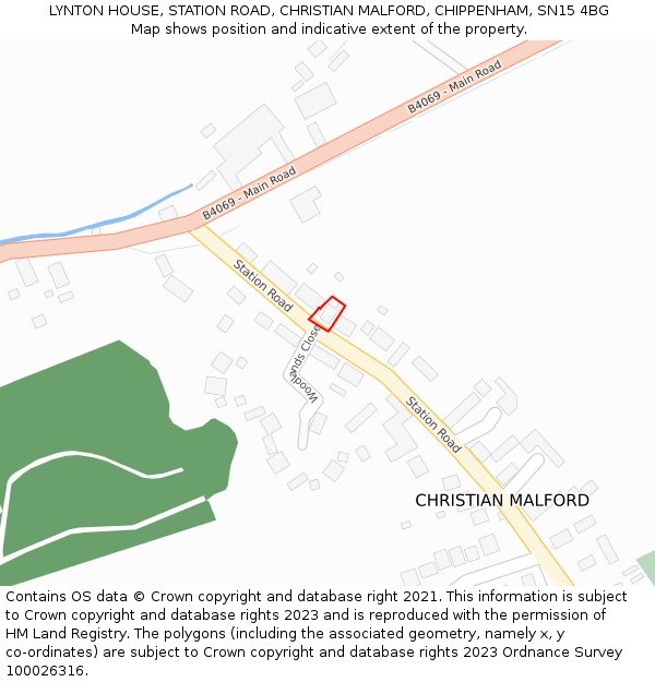 LYNTON HOUSE, STATION ROAD, CHRISTIAN MALFORD, CHIPPENHAM, SN15 4BG: Location map and indicative extent of plot