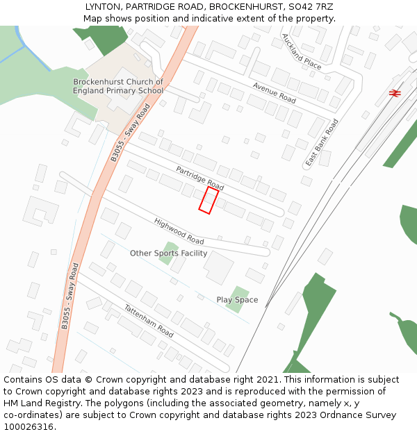 LYNTON, PARTRIDGE ROAD, BROCKENHURST, SO42 7RZ: Location map and indicative extent of plot