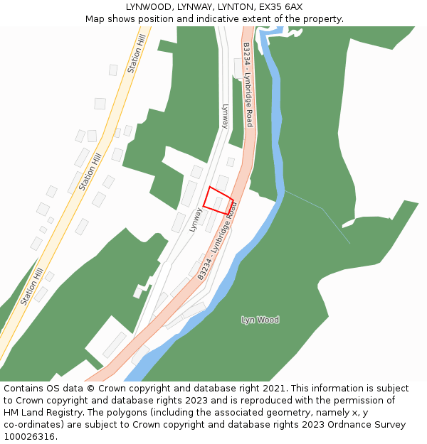 LYNWOOD, LYNWAY, LYNTON, EX35 6AX: Location map and indicative extent of plot
