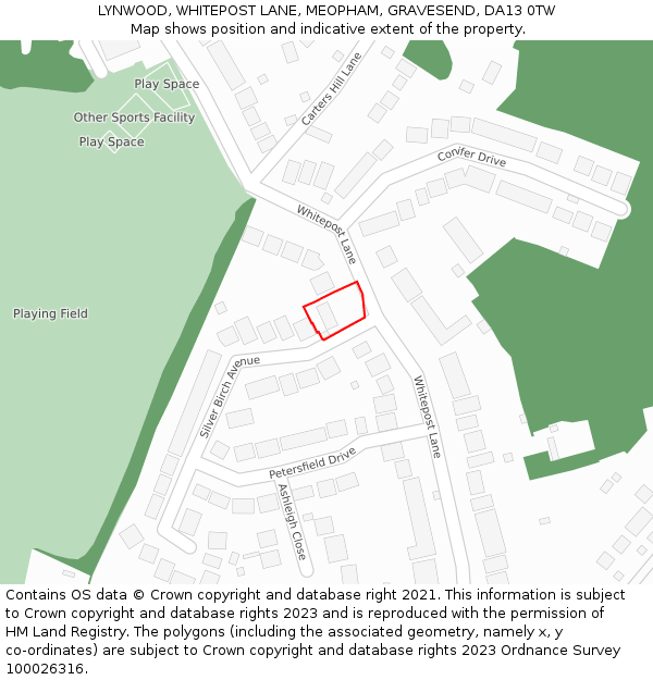 LYNWOOD, WHITEPOST LANE, MEOPHAM, GRAVESEND, DA13 0TW: Location map and indicative extent of plot