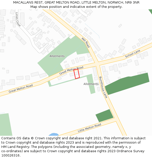 MACALLANS REST, GREAT MELTON ROAD, LITTLE MELTON, NORWICH, NR9 3NR: Location map and indicative extent of plot