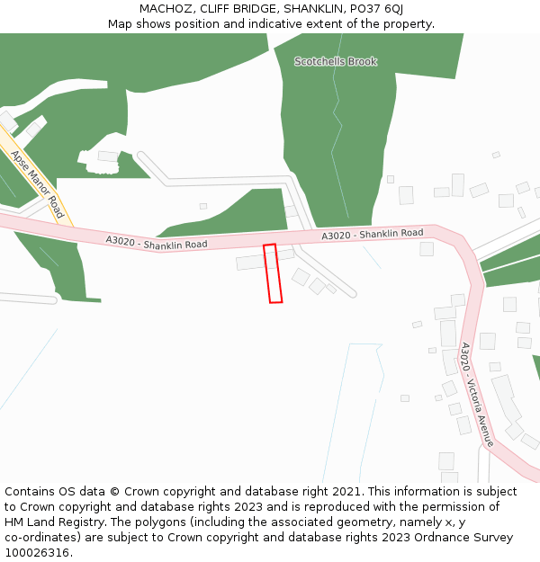 MACHOZ, CLIFF BRIDGE, SHANKLIN, PO37 6QJ: Location map and indicative extent of plot