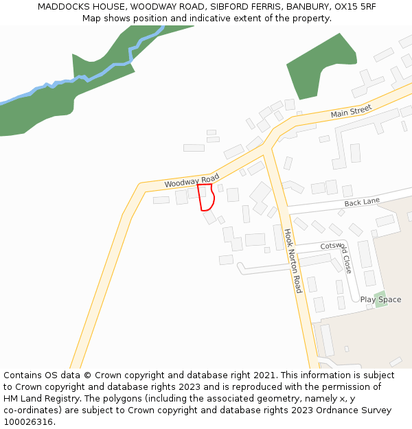 MADDOCKS HOUSE, WOODWAY ROAD, SIBFORD FERRIS, BANBURY, OX15 5RF: Location map and indicative extent of plot