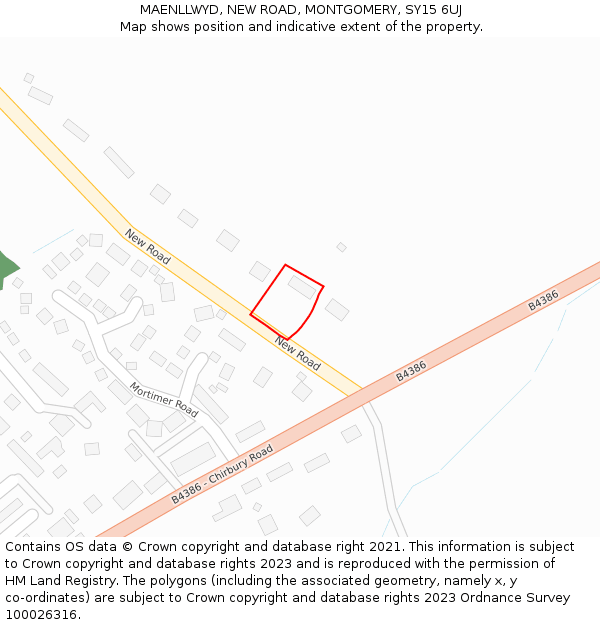 MAENLLWYD, NEW ROAD, MONTGOMERY, SY15 6UJ: Location map and indicative extent of plot