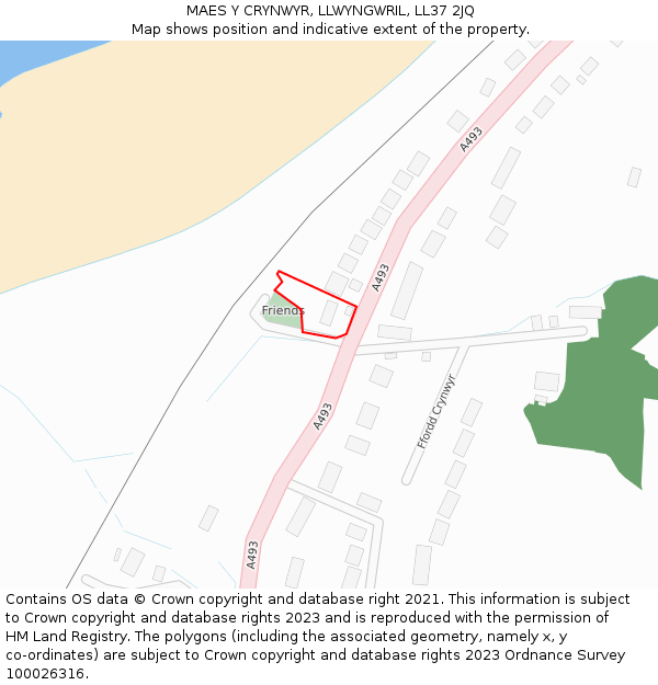 MAES Y CRYNWYR, LLWYNGWRIL, LL37 2JQ: Location map and indicative extent of plot