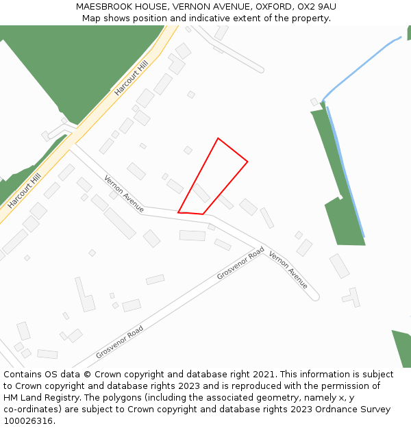 MAESBROOK HOUSE, VERNON AVENUE, OXFORD, OX2 9AU: Location map and indicative extent of plot