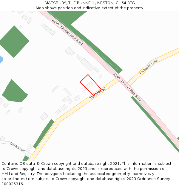 MAESBURY, THE RUNNELL, NESTON, CH64 3TG: Location map and indicative extent of plot