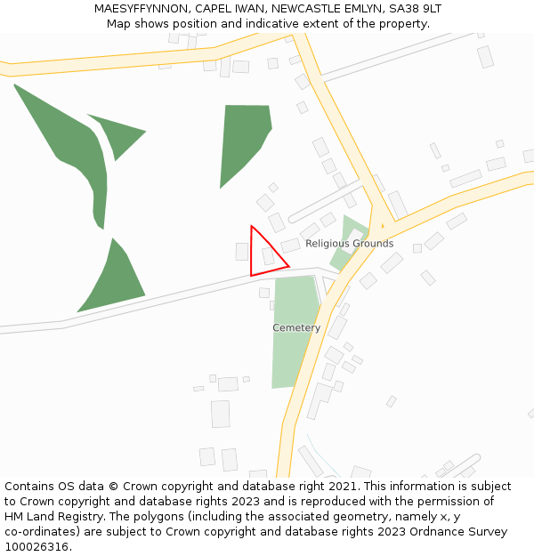 MAESYFFYNNON, CAPEL IWAN, NEWCASTLE EMLYN, SA38 9LT: Location map and indicative extent of plot