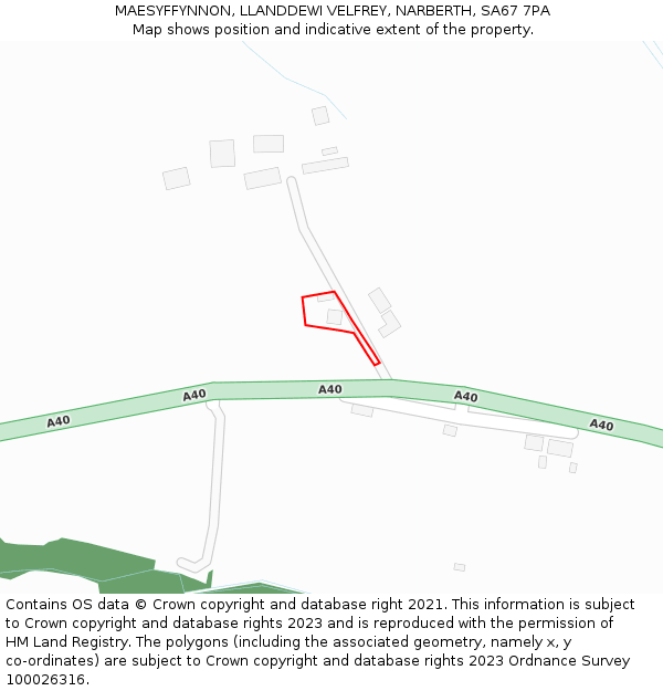 MAESYFFYNNON, LLANDDEWI VELFREY, NARBERTH, SA67 7PA: Location map and indicative extent of plot