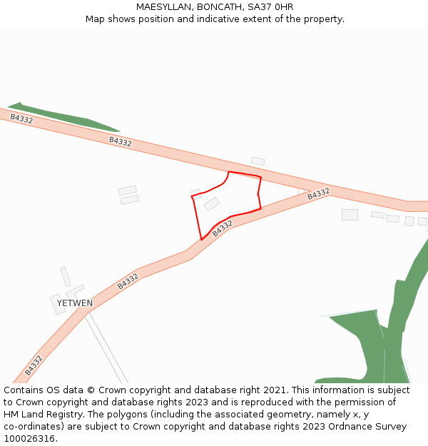 MAESYLLAN, BONCATH, SA37 0HR: Location map and indicative extent of plot