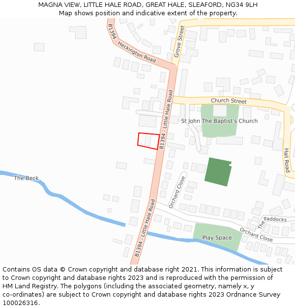 MAGNA VIEW, LITTLE HALE ROAD, GREAT HALE, SLEAFORD, NG34 9LH: Location map and indicative extent of plot