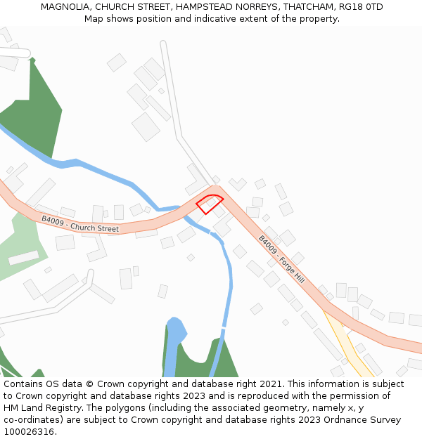 MAGNOLIA, CHURCH STREET, HAMPSTEAD NORREYS, THATCHAM, RG18 0TD: Location map and indicative extent of plot