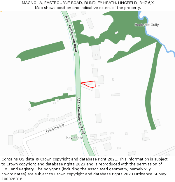MAGNOLIA, EASTBOURNE ROAD, BLINDLEY HEATH, LINGFIELD, RH7 6JX: Location map and indicative extent of plot