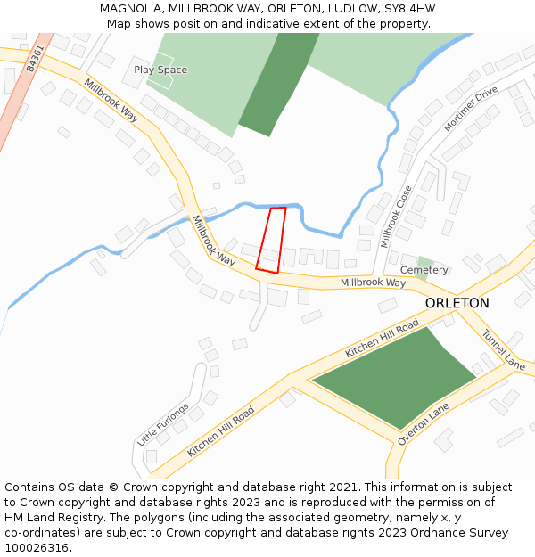 MAGNOLIA, MILLBROOK WAY, ORLETON, LUDLOW, SY8 4HW: Location map and indicative extent of plot
