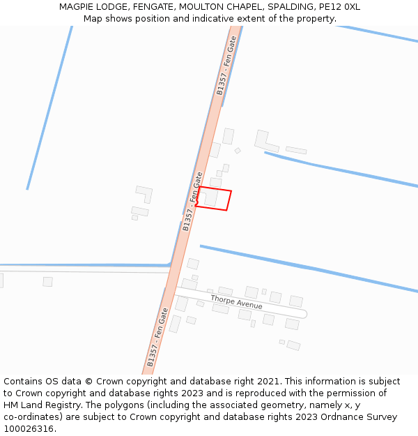 MAGPIE LODGE, FENGATE, MOULTON CHAPEL, SPALDING, PE12 0XL: Location map and indicative extent of plot