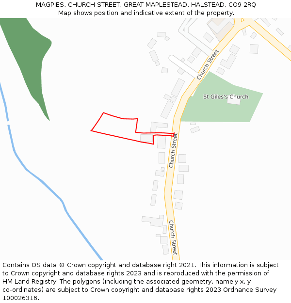 MAGPIES, CHURCH STREET, GREAT MAPLESTEAD, HALSTEAD, CO9 2RQ: Location map and indicative extent of plot