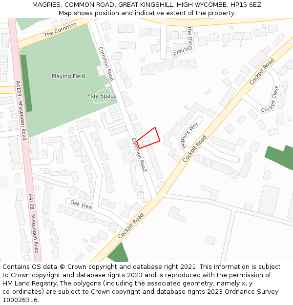 MAGPIES, COMMON ROAD, GREAT KINGSHILL, HIGH WYCOMBE, HP15 6EZ: Location map and indicative extent of plot