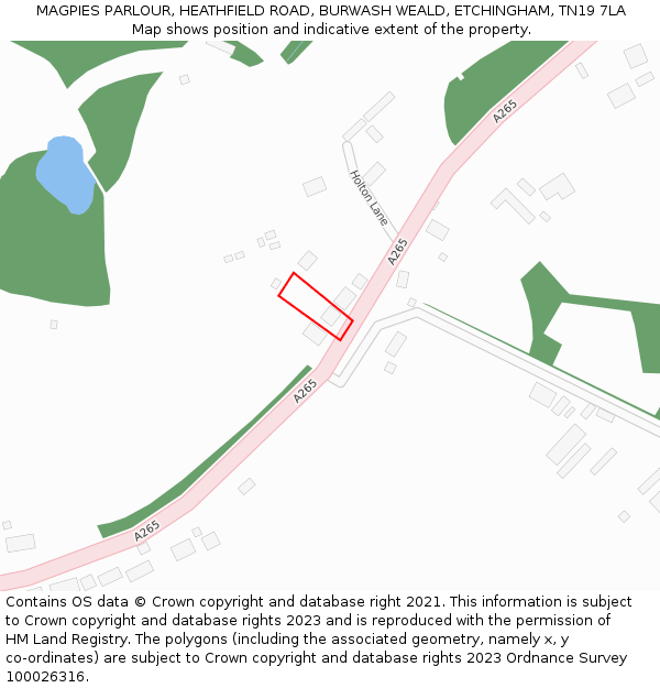 MAGPIES PARLOUR, HEATHFIELD ROAD, BURWASH WEALD, ETCHINGHAM, TN19 7LA: Location map and indicative extent of plot