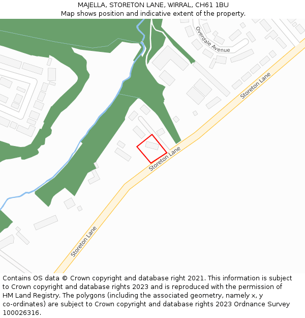 MAJELLA, STORETON LANE, WIRRAL, CH61 1BU: Location map and indicative extent of plot