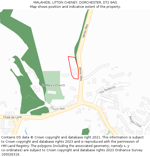 MALAHIDE, LITTON CHENEY, DORCHESTER, DT2 9AG: Location map and indicative extent of plot