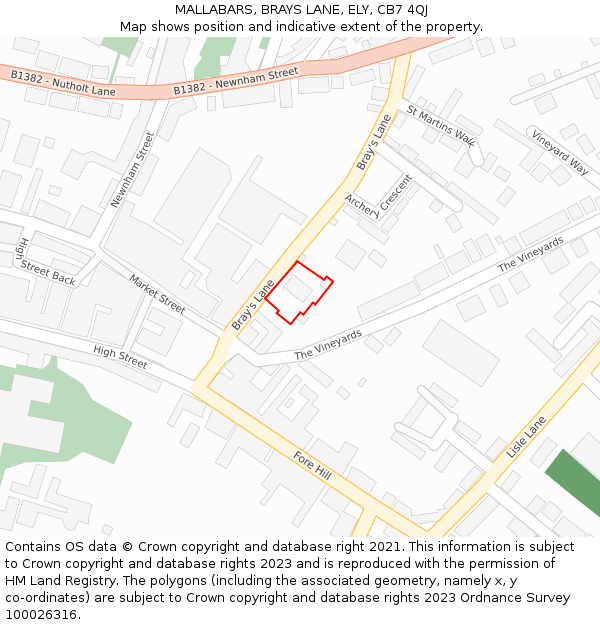 MALLABARS, BRAYS LANE, ELY, CB7 4QJ: Location map and indicative extent of plot