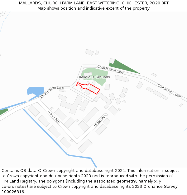 MALLARDS, CHURCH FARM LANE, EAST WITTERING, CHICHESTER, PO20 8PT: Location map and indicative extent of plot