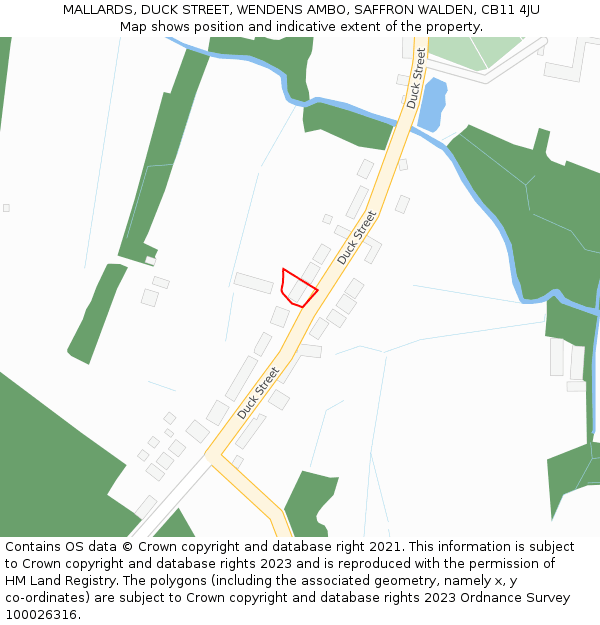 MALLARDS, DUCK STREET, WENDENS AMBO, SAFFRON WALDEN, CB11 4JU: Location map and indicative extent of plot