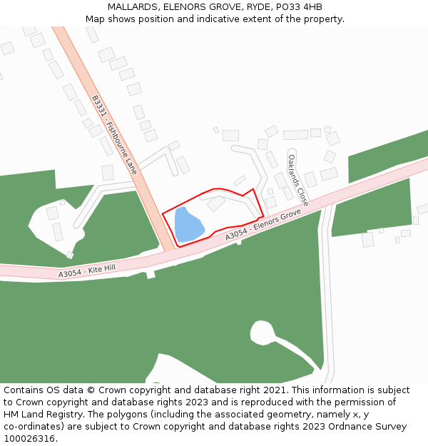MALLARDS, ELENORS GROVE, RYDE, PO33 4HB: Location map and indicative extent of plot