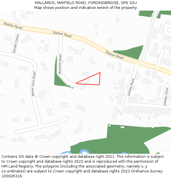 MALLARDS, MAYFIELD ROAD, FORDINGBRIDGE, SP6 1DU: Location map and indicative extent of plot