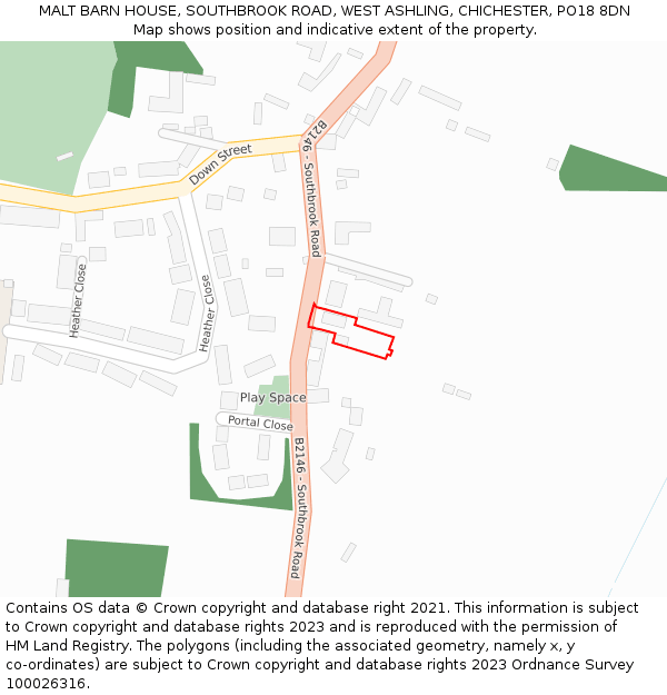 MALT BARN HOUSE, SOUTHBROOK ROAD, WEST ASHLING, CHICHESTER, PO18 8DN: Location map and indicative extent of plot