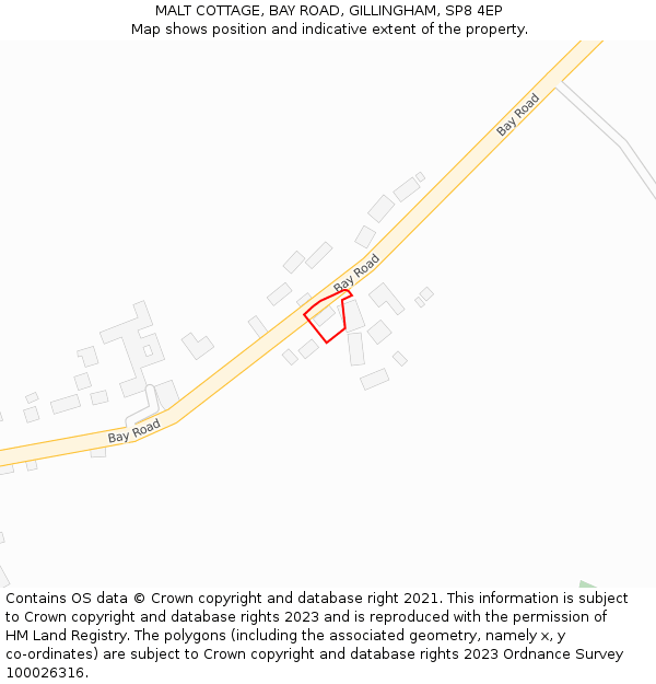 MALT COTTAGE, BAY ROAD, GILLINGHAM, SP8 4EP: Location map and indicative extent of plot