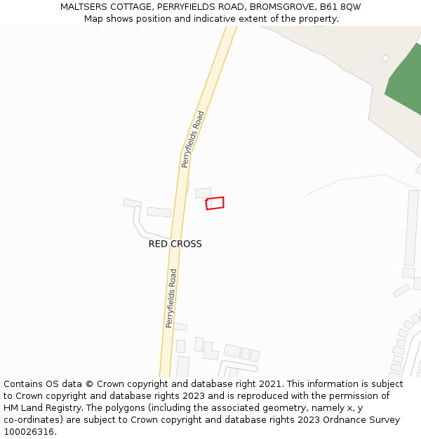 MALTSERS COTTAGE, PERRYFIELDS ROAD, BROMSGROVE, B61 8QW: Location map and indicative extent of plot