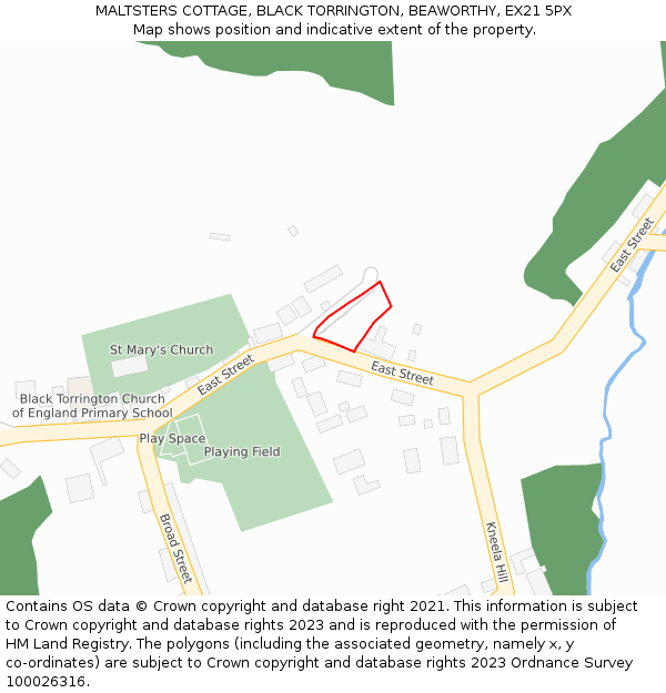 MALTSTERS COTTAGE, BLACK TORRINGTON, BEAWORTHY, EX21 5PX: Location map and indicative extent of plot