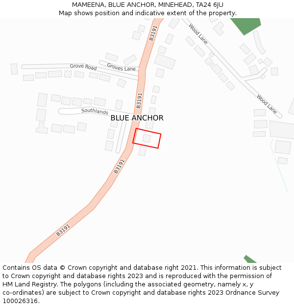 MAMEENA, BLUE ANCHOR, MINEHEAD, TA24 6JU: Location map and indicative extent of plot