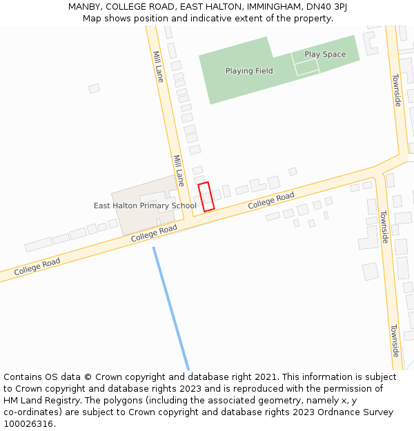 MANBY, COLLEGE ROAD, EAST HALTON, IMMINGHAM, DN40 3PJ: Location map and indicative extent of plot