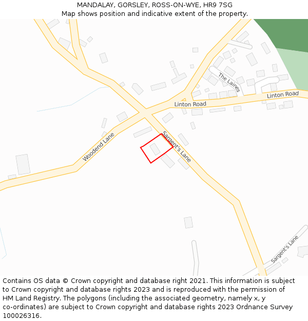 MANDALAY, GORSLEY, ROSS-ON-WYE, HR9 7SG: Location map and indicative extent of plot