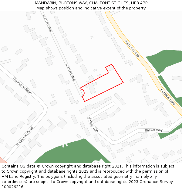 MANDARIN, BURTONS WAY, CHALFONT ST GILES, HP8 4BP: Location map and indicative extent of plot