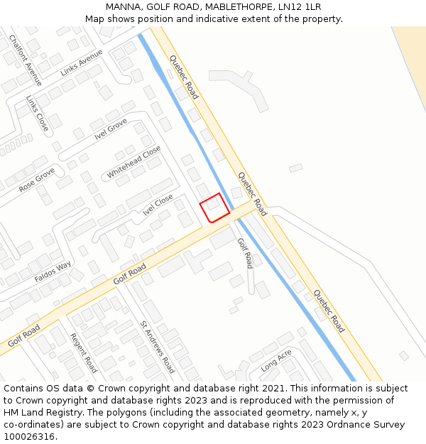 MANNA, GOLF ROAD, MABLETHORPE, LN12 1LR: Location map and indicative extent of plot