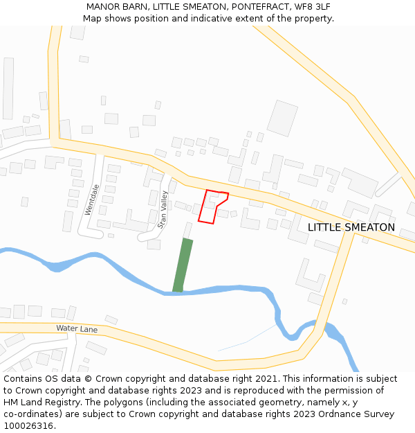 MANOR BARN, LITTLE SMEATON, PONTEFRACT, WF8 3LF: Location map and indicative extent of plot