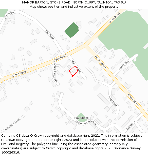 MANOR BARTON, STOKE ROAD, NORTH CURRY, TAUNTON, TA3 6LP: Location map and indicative extent of plot