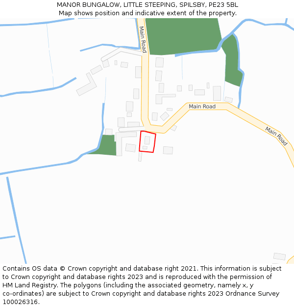MANOR BUNGALOW, LITTLE STEEPING, SPILSBY, PE23 5BL: Location map and indicative extent of plot