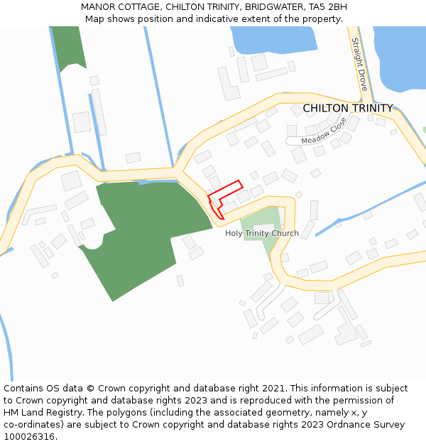 MANOR COTTAGE, CHILTON TRINITY, BRIDGWATER, TA5 2BH: Location map and indicative extent of plot